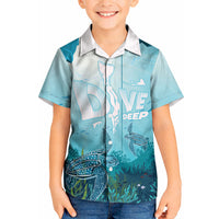 Personalized Dominica Freediving Kid Hawaiian Shirt Leatherback Sea Turtle Ocean Style