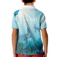 Personalized Dominica Freediving Kid Polo Shirt Leatherback Sea Turtle Ocean Style