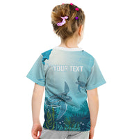 Personalized Dominica Freediving Kid T Shirt Leatherback Sea Turtle Ocean Style