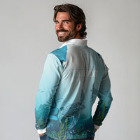 Personalized Dominica Freediving Long Sleeve Polo Shirt Leatherback Sea Turtle Ocean Style