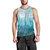 Personalized Dominica Freediving Men Tank Top Leatherback Sea Turtle Ocean Style