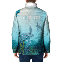 Personalized Dominica Freediving Padded Jacket Leatherback Sea Turtle Ocean Style