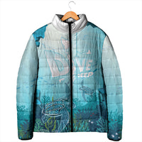 Personalized Dominica Freediving Padded Jacket Leatherback Sea Turtle Ocean Style