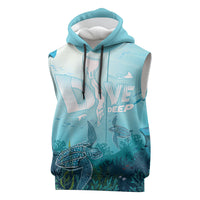 Personalized Dominica Freediving Sleeveless Hoodie Leatherback Sea Turtle Ocean Style