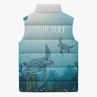 Personalized Dominica Freediving Sleeveless Puffer Jacket Leatherback Sea Turtle Ocean Style