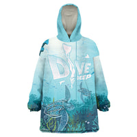Personalized Dominica Freediving Wearable Blanket Hoodie Leatherback Sea Turtle Ocean Style