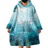 Personalized Dominica Freediving Wearable Blanket Hoodie Leatherback Sea Turtle Ocean Style