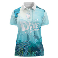 Personalized Dominica Freediving Women Polo Shirt Leatherback Sea Turtle Ocean Style