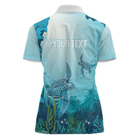 Personalized Dominica Freediving Women Polo Shirt Leatherback Sea Turtle Ocean Style