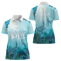 Personalized Dominica Freediving Women Polo Shirt Leatherback Sea Turtle Ocean Style
