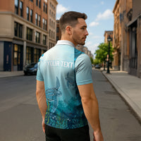Personalized Dominica Freediving Zipper Polo Shirt Leatherback Sea Turtle Ocean Style