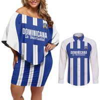 Universidad Dominican Republic Football Custom Couples Matching Off Shoulder Short Dress and Long Sleeve Button Shirt 2025 Go Champions - Wonder Print Shop
