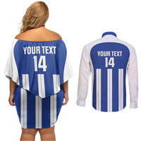 Universidad Dominican Republic Football Custom Couples Matching Off Shoulder Short Dress and Long Sleeve Button Shirt 2025 Go Champions - Wonder Print Shop