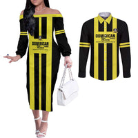 Moca Dominican Republic Football Custom Couples Matching Off The Shoulder Long Sleeve Dress and Long Sleeve Button Shirt 2025 Come On The Cradle - Wonder Print Shop