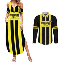 Moca Dominican Republic Football Custom Couples Matching Summer Maxi Dress and Long Sleeve Button Shirt 2025 Come On The Cradle - Wonder Print Shop
