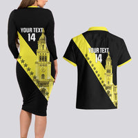 Cradle Of Dominican Republic Football Custom Couples Matching Long Sleeve Bodycon Dress and Hawaiian Shirt Go Moca Diagonal Style - Wonder Print Shop