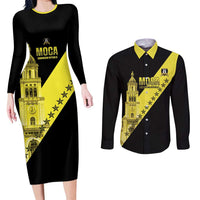 Cradle Of Dominican Republic Football Custom Couples Matching Long Sleeve Bodycon Dress and Long Sleeve Button Shirt Go Moca Diagonal Style - Wonder Print Shop