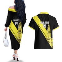 Cradle Of Dominican Republic Football Custom Couples Matching Off The Shoulder Long Sleeve Dress and Hawaiian Shirt Go Moca Diagonal Style - Wonder Print Shop