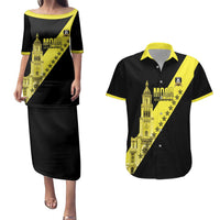 Cradle Of Dominican Republic Football Custom Couples Matching Puletasi and Hawaiian Shirt Go Moca Diagonal Style - Wonder Print Shop