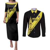 Cradle Of Dominican Republic Football Custom Couples Matching Puletasi and Long Sleeve Button Shirt Go Moca Diagonal Style - Wonder Print Shop