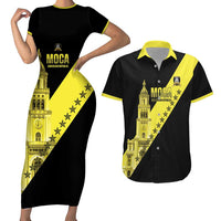 Cradle Of Dominican Republic Football Custom Couples Matching Short Sleeve Bodycon Dress and Hawaiian Shirt Go Moca Diagonal Style - Wonder Print Shop