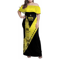 Cradle Of Dominican Republic Football Custom Family Matching Off Shoulder Maxi Dress and Hawaiian Shirt Go Moca Diagonal Style - Wonder Print Shop