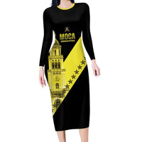 Cradle Of Dominican Republic Football Custom Long Sleeve Bodycon Dress Go Moca Diagonal Style - Wonder Print Shop