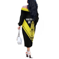 Cradle Of Dominican Republic Football Custom Off The Shoulder Long Sleeve Dress Go Moca Diagonal Style - Wonder Print Shop