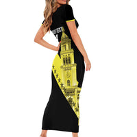 Cradle Of Dominican Republic Football Custom Short Sleeve Bodycon Dress Go Moca Diagonal Style - Wonder Print Shop