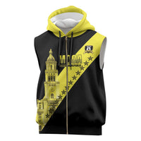 Cradle Of Dominican Republic Football Custom Sleeveless Zip Hoodie Go Moca Diagonal Style - Wonder Print Shop