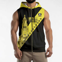 Cradle Of Dominican Republic Football Custom Sleeveless Zip Hoodie Go Moca Diagonal Style - Wonder Print Shop