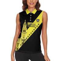 Cradle Of Dominican Republic Football Custom Women Sleeveless Polo Shirt Go Moca Diagonal Style - Wonder Print Shop