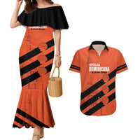 Cibao Dominican Republic Football Custom Couples Matching Mermaid Dress and Hawaiian Shirt Vamos La Bestia Naranja - Wonder Print Shop