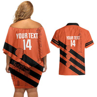 Cibao Dominican Republic Football Custom Couples Matching Off Shoulder Short Dress and Hawaiian Shirt Vamos La Bestia Naranja - Wonder Print Shop