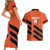 Cibao Dominican Republic Football Custom Couples Matching Short Sleeve Bodycon Dress and Hawaiian Shirt Vamos La Bestia Naranja - Wonder Print Shop