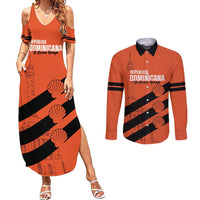 Cibao Dominican Republic Football Custom Couples Matching Summer Maxi Dress and Long Sleeve Button Shirt Vamos La Bestia Naranja - Wonder Print Shop