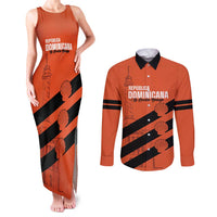 Cibao Dominican Republic Football Custom Couples Matching Tank Maxi Dress and Long Sleeve Button Shirt Vamos La Bestia Naranja - Wonder Print Shop