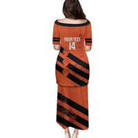 Cibao Dominican Republic Football Custom Family Matching Puletasi and Hawaiian Shirt Vamos La Bestia Naranja - Wonder Print Shop