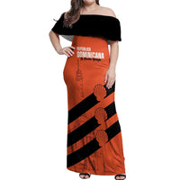 Cibao Dominican Republic Football Custom Off Shoulder Maxi Dress Vamos La Bestia Naranja - Wonder Print Shop
