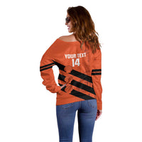 Cibao Dominican Republic Football Custom Off Shoulder Sweater Vamos La Bestia Naranja - Wonder Print Shop