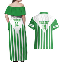 Weymouth Barbados Football Custom Couples Matching Off Shoulder Maxi Dress and Hawaiian Shirt Come On Wales - Wonder Print Shop