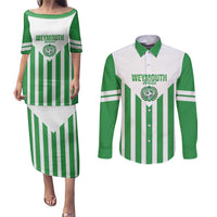 Weymouth Barbados Football Custom Couples Matching Puletasi and Long Sleeve Button Shirt Come On Wales - Wonder Print Shop