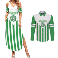 Weymouth Barbados Football Custom Couples Matching Summer Maxi Dress and Long Sleeve Button Shirt Come On Wales - Wonder Print Shop