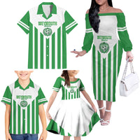 Weymouth Barbados Football Custom Family Matching Off The Shoulder Long Sleeve Dress and Hawaiian Shirt Come On Wales - Wonder Print Shop
