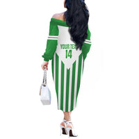 Weymouth Barbados Football Custom Off The Shoulder Long Sleeve Dress Come On Wales - Wonder Print Shop
