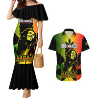 Jamaica Legend Bob Couples Matching Mermaid Dress and Hawaiian Shirt The King Of Reggae - Wonder Print Shop