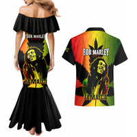 Jamaica Legend Bob Couples Matching Mermaid Dress and Hawaiian Shirt The King Of Reggae - Wonder Print Shop