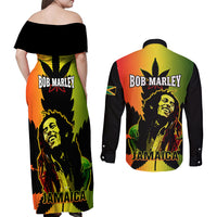 Jamaica Legend Bob Couples Matching Off Shoulder Maxi Dress and Long Sleeve Button Shirts The King Of Reggae - Wonder Print Shop