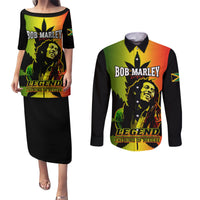 Jamaica Legend Bob Couples Matching Puletasi Dress and Long Sleeve Button Shirts The King Of Reggae - Wonder Print Shop