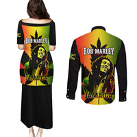 Jamaica Legend Bob Couples Matching Puletasi Dress and Long Sleeve Button Shirts The King Of Reggae - Wonder Print Shop
